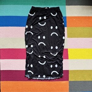 Lazy Oaf Happy Sad black and white mesh skirt